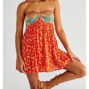 Free People Red Elowen Tube Romper